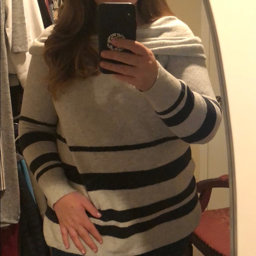 Loft off the shoulder striped sweater